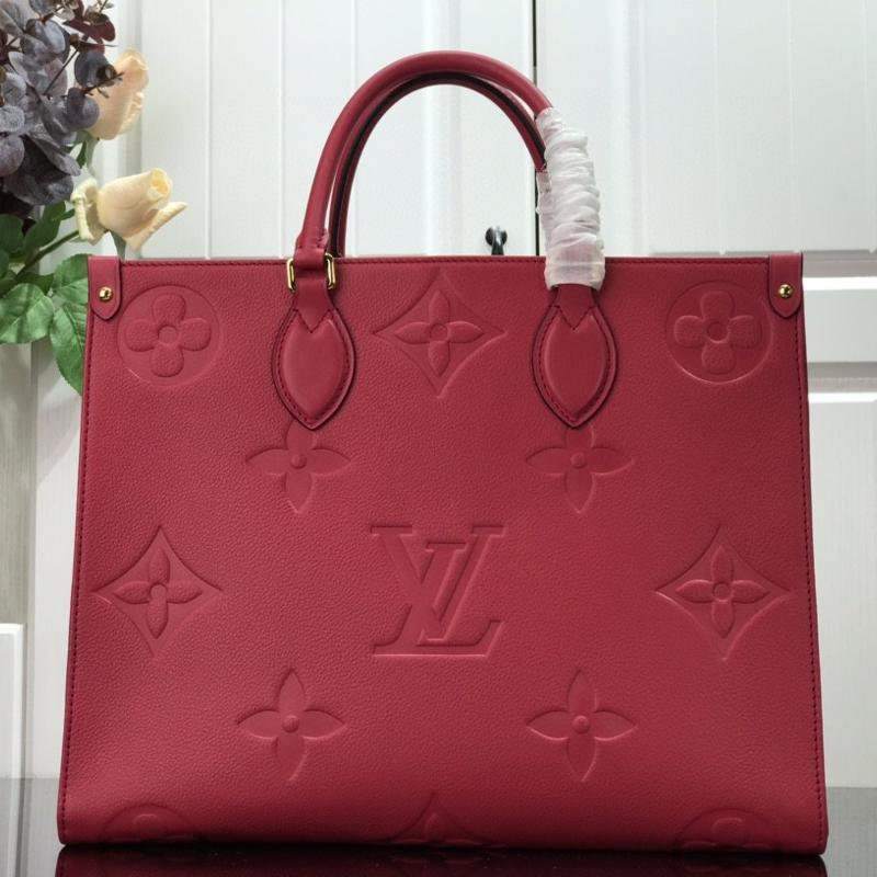 LV Handbags Tote Bags M45494 full leather embossed red
